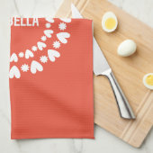 Linge De Cuisine Fleurs Et Coeurs Nom (Quart Plié)