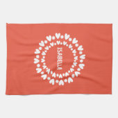 Linge De Cuisine Fleurs Et Coeurs Nom (Horizontal)