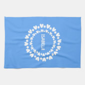Linge De Cuisine Fleurs Et Coeurs Nom (Horizontal)