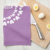 Linge De Cuisine Fleurs Et Coeurs Nom (Quart Plié)