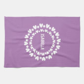 Linge De Cuisine Fleurs Et Coeurs Nom (Horizontal)