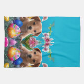 Linge De Cuisine Fleurs et oeufs de chiot de Pâques (Horizontal)