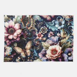 Linge De Cuisine Fleurs et papillons de printemps antiques