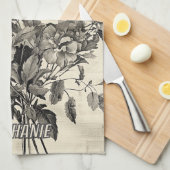 Linge De Cuisine Fleurs et papillons rustiques - Papier vieilli (8) (Quart Plié)