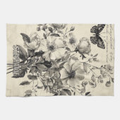 Linge De Cuisine Fleurs et papillons rustiques - Papier vieilli (8) (Horizontal)