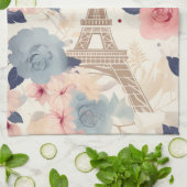 Linge De Cuisine Fleurs et Tour Eiffel Paris Motif de voyage (Plié)