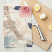 Linge De Cuisine Fleurs et Tour Eiffel Paris Motif de voyage (Quart Plié)