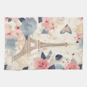 Linge De Cuisine Fleurs et Tour Eiffel Paris Motif de voyage (Horizontal)