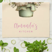 Linge De Cuisine Fleurs Fantaisistes dans un Pot de Fleurs Mignon (Plié)