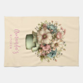 Linge De Cuisine Fleurs Fantaisistes dans un Pot de Fleurs Mignon (Horizontal)
