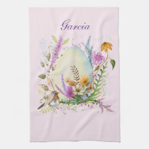 Linge De Cuisine Fleurs florales d'Oeufs de Pâques du printemps