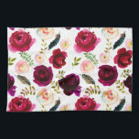 Linge De Cuisine Fleurs florales Roses Motifs Boho Bourgogne<br><div class="desc">Fleurs florales Roses Motifs Boho Bourgogne</div>