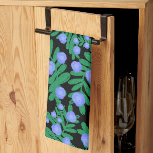 Linge De Cuisine Fleurs Florales Violettes Légères Et Plantes De Fe