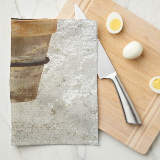 Linge De Cuisine Fleurs | Géranium en fleur en pot (Quart Plié)