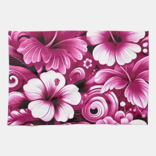 Linge De Cuisine Fleurs hawaïennes tropicales Hibiscus Motif rose