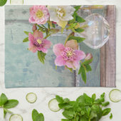 Linge De Cuisine Fleurs | Hellebores dans Vases (Plié)