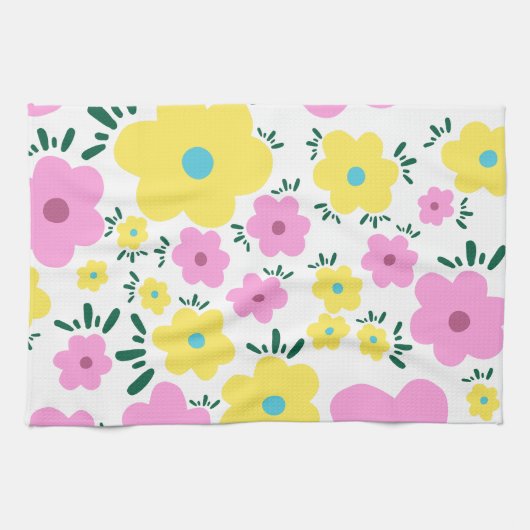Linge De Cuisine Fleurs heureuses (Horizontal)