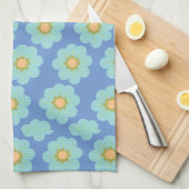 Linge De Cuisine Fleurs hippies bleues (Quart Plié)