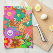 Linge De Cuisine Fleurs hippies Boho Super rétros (Quart Plié)