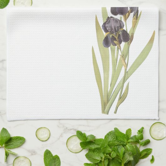 Linge De Cuisine Fleurs Iris Violettes (Plié)