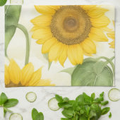 Linge De Cuisine Fleurs jaunes (Plié)