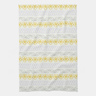 Linge De Cuisine Fleurs jaunes avec le gris