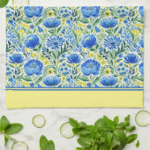 Linge De Cuisine Fleurs jaunes et bleues (Plié)