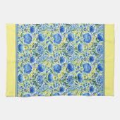 Linge De Cuisine Fleurs jaunes et bleues (Horizontal)