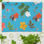 Linge De Cuisine Fleurs jaunes et roses blanches 24 (Plié)