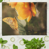 Linge De Cuisine Fleurs Jaunes Profondes et Lumineuses avec Papillo (Plié)