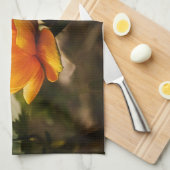 Linge De Cuisine Fleurs Jaunes Profondes et Lumineuses avec Papillo (Quart Plié)