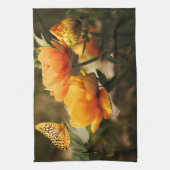 Linge De Cuisine Fleurs Jaunes Profondes et Lumineuses avec Papillo (Vertical)