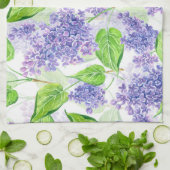 Linge De Cuisine Fleurs lilas aquarelles (Plié)