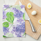 Linge De Cuisine Fleurs lilas aquarelles (Quart Plié)
