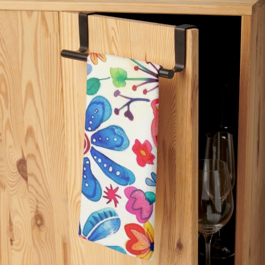 Linge De Cuisine Fleurs mexicaines colorées (Pliage en tiers)