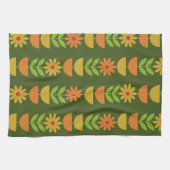 Linge De Cuisine Fleurs Mid Mod avec demi-cercles géométriques (Horizontal)
