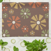 Linge De Cuisine Fleurs modernes du milieu du siècle Tons Terre (Plié)