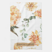 Linge De Cuisine Fleurs modernes Jaune & Kraft Cadeau personnalisé (Vertical)