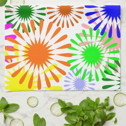 Linge De Cuisine Fleurs multicolores (Plié)