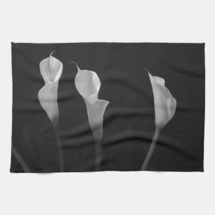 Linge De Cuisine Fleurs noires et blanches