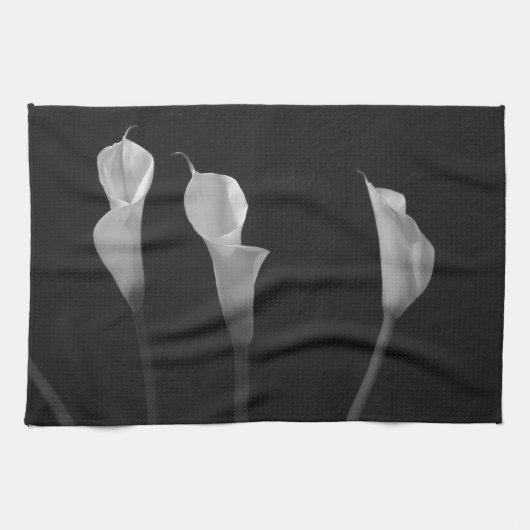 Linge De Cuisine Fleurs noires et blanches (Horizontal)