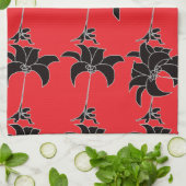 Linge De Cuisine Fleurs noires rouges (Plié)