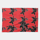 Linge De Cuisine Fleurs noires rouges (Horizontal)