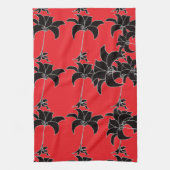Linge De Cuisine Fleurs noires rouges (Vertical)