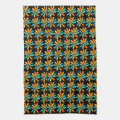 Linge De Cuisine Fleurs oranges, vertes et bleues (Vertical)