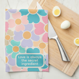 Linge De Cuisine Fleurs pastel d'ingrédient secret d'amour