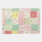 Linge De Cuisine Fleurs pastel en patchwork à carreaux gingham (Horizontal)