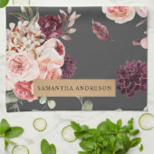 Linge De Cuisine Fleurs Pastel Modernes & Cadeau Personnalisé Kraft (Plié)