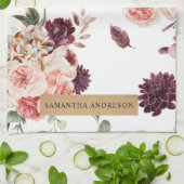 Linge De Cuisine Fleurs Pastel Modernes & Cadeau Personnalisé Kraft (Plié)