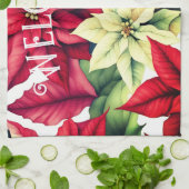 Linge De Cuisine Fleurs Poinsettia (Plié)